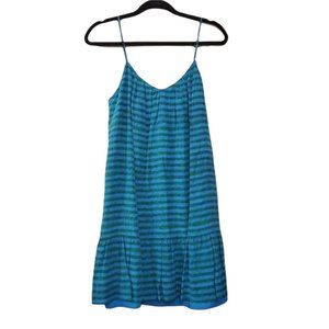 Madewell Blue and Green Silk Dress Medium